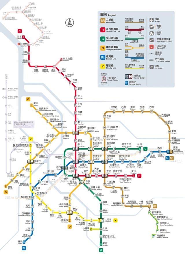 Mapa das estações do metrô de Taipé