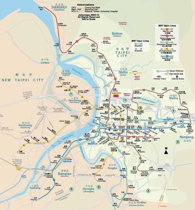Mapa das estações ferroviárias de Taipé