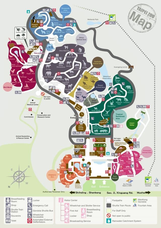 Mapa do parque zoológico de Taipei